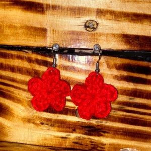 Crochet flower fish hook earrings!